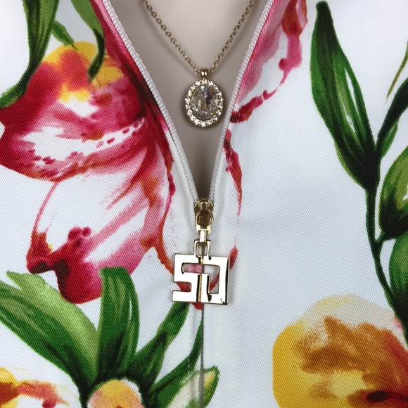 ST. JOHN SPORT BY MARIE GRAY WHITE FLORAL JACKET S - Picture 4 of 16